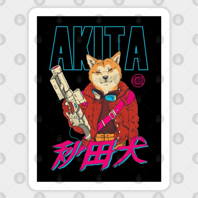Akita Neo Tokyo Sticker by Vincent Trinidad Art